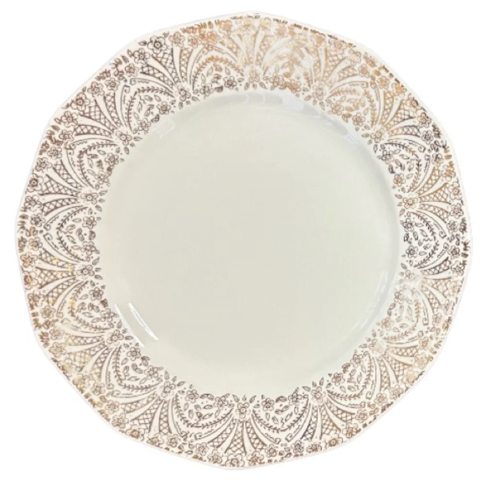 Vintage Dish 22K Gold Trim Lamar Royal China Plate Fine Luxury Floral Filigree